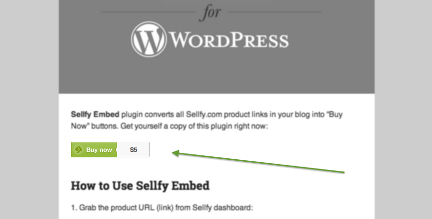 Sellfy "Buy Now" Button Embedded in WordPress